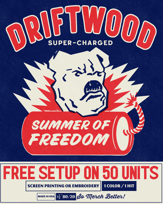 Free Setup on 50 Units Screen Print or Embroidery