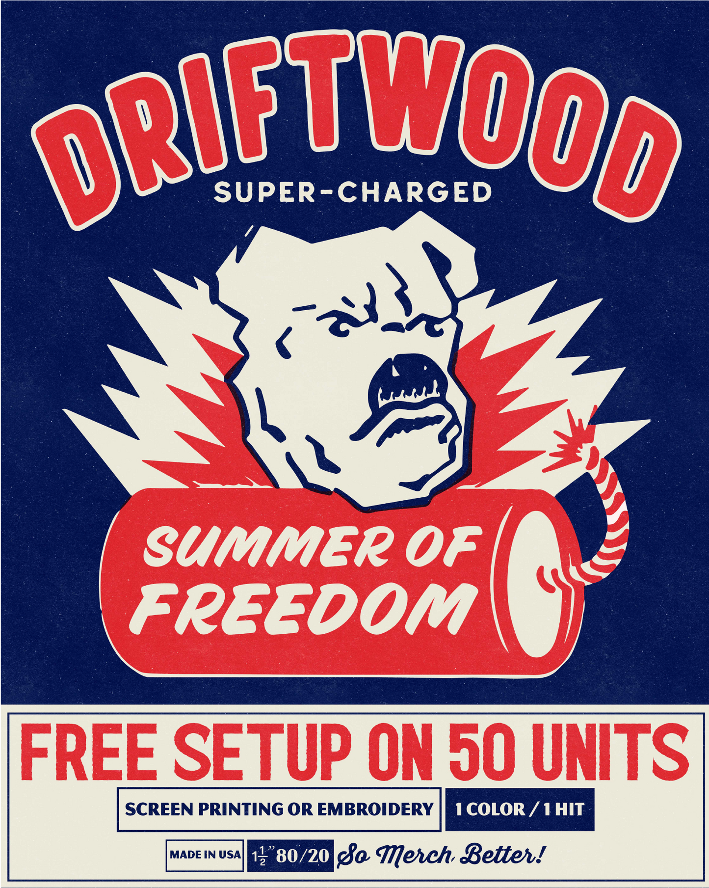 Free Setup on 50 Units Screen Print or Embroidery